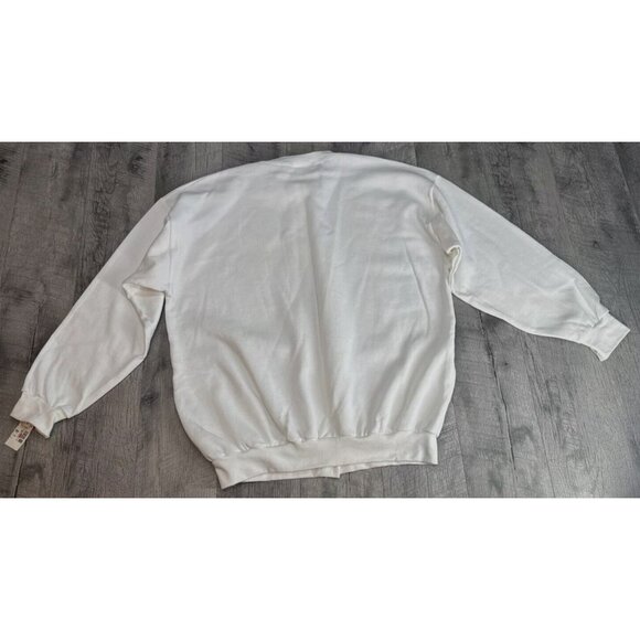 Vintage Morning Sun Sweatshirt Grandma Flower Button Up White USA Made NEW - Picture 5 of 12